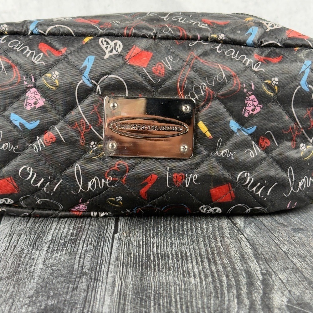 Chinese‎ Laundry Black and Red Quilted Cosmetic Bag - Picture 3 of 8